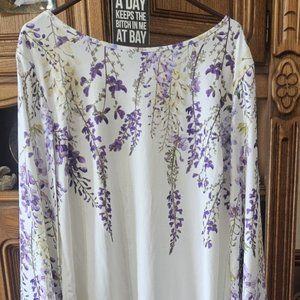 Ultra Cute Cape Dress White W/Cascading Purple Flowers at the top.